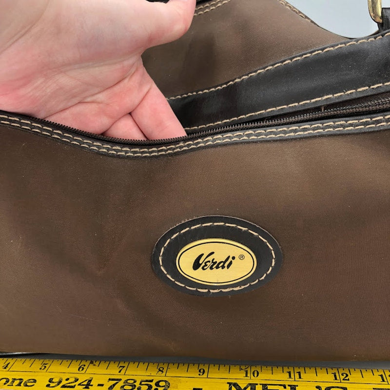 Verdi International VINTAGE Travel Tote top handle duffle Gym bag Carry on Brown