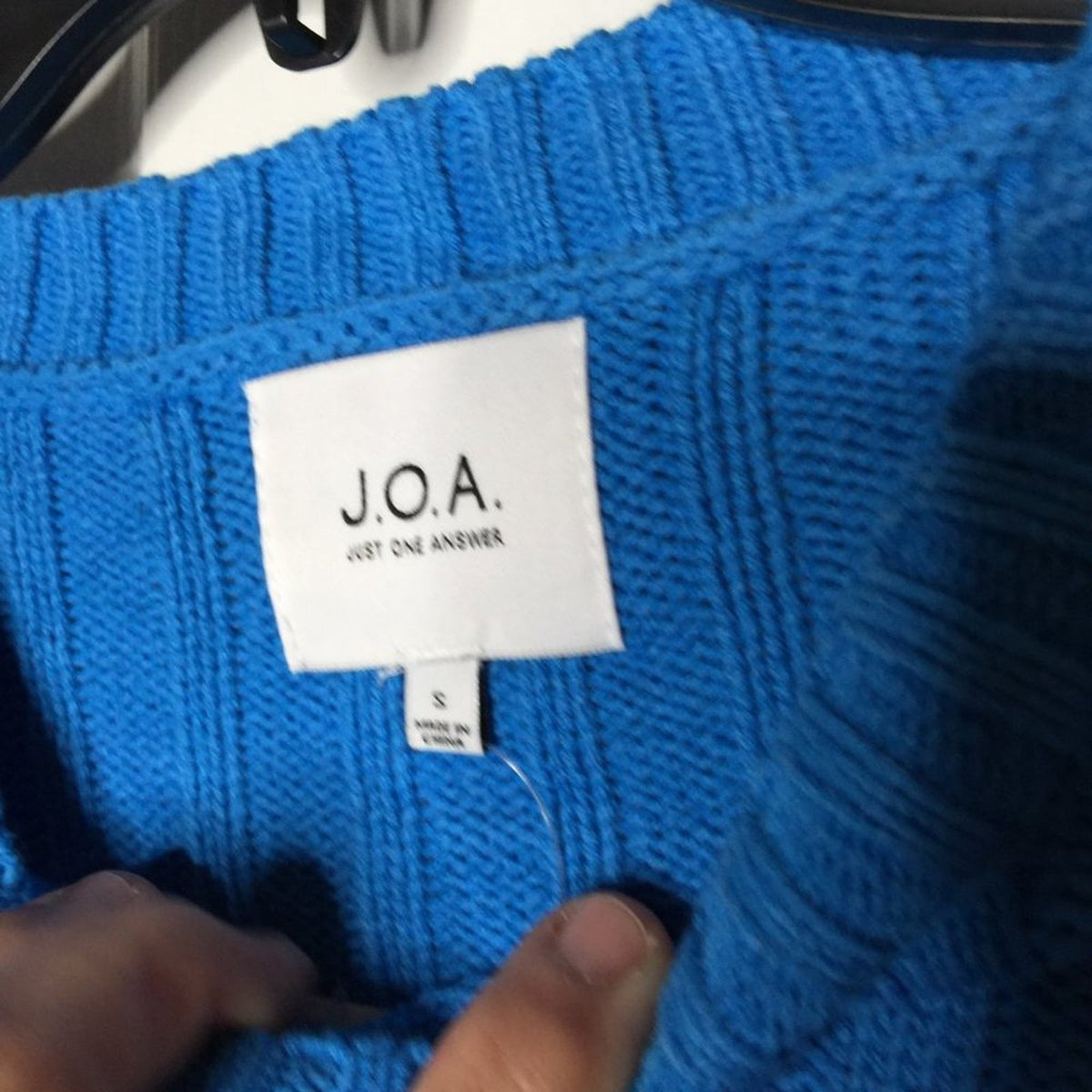 J.o.a. Pullover Sweater Zipper Sleeve Cuff Trim Ribbed Blue Size Small Winter