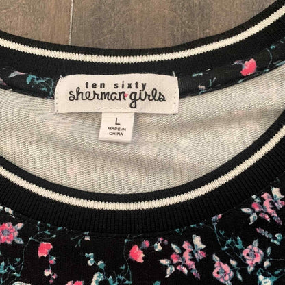 Ten Sixty Sherman Girls Black and Pink Floral Long Sleeve Top Sz Large NWT Soft