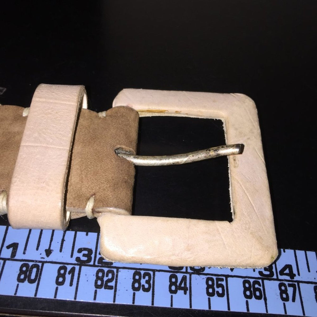 Compagnie Internationale Express Leather Belt Made Italy SMALL whipstitch tan