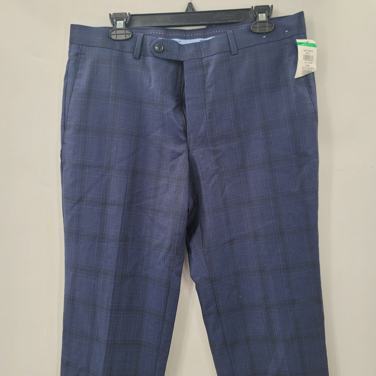 Peter Millar Navy Blue plaid Dress Pants Slacks Flat Front 34" Waist 34" Inseam