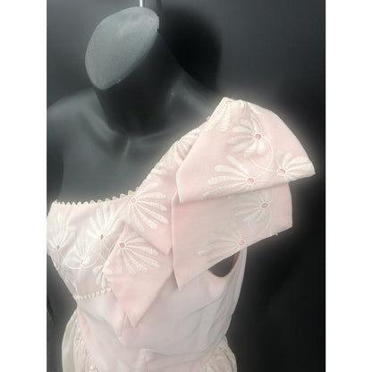 Vintage Joy Stevens One-Shoulder Eyelet Dress Small/Medium Retro Prom Glam