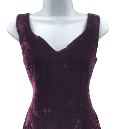 Alfred Angelo Vintage Sleeveless Purple Large/Medium velvet dress Fit Flare Zip
