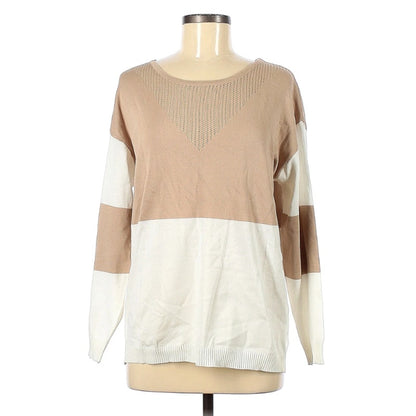 GYK Nordstrom Rack Pullover Sweater Size Large Cream and Tan Color Block