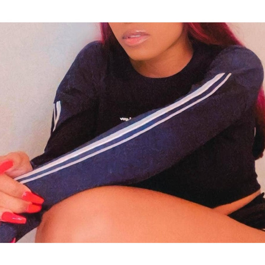 Champion black campus long sleeve Tshirt cropped NEW small tight fit activewear