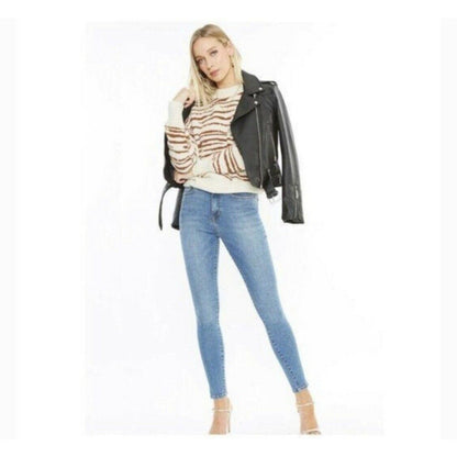 4SI3NNA Sweater Women's Small Zebra Tan Brown Nylon Blend