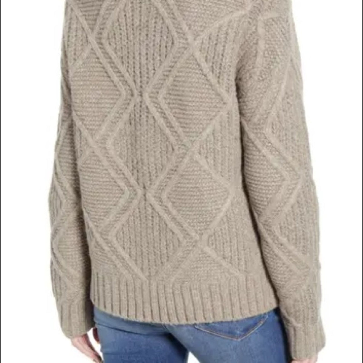 Caslon NWT Taupe Chunky Cable Knit Turtleneck Sweater Size XLarge