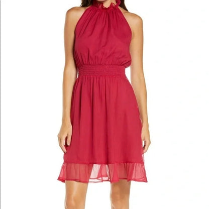 Chelsea28 Cutaway Shoulder Mini Dress XL/Extra Large Pink Cerise/Cherry Red NEW