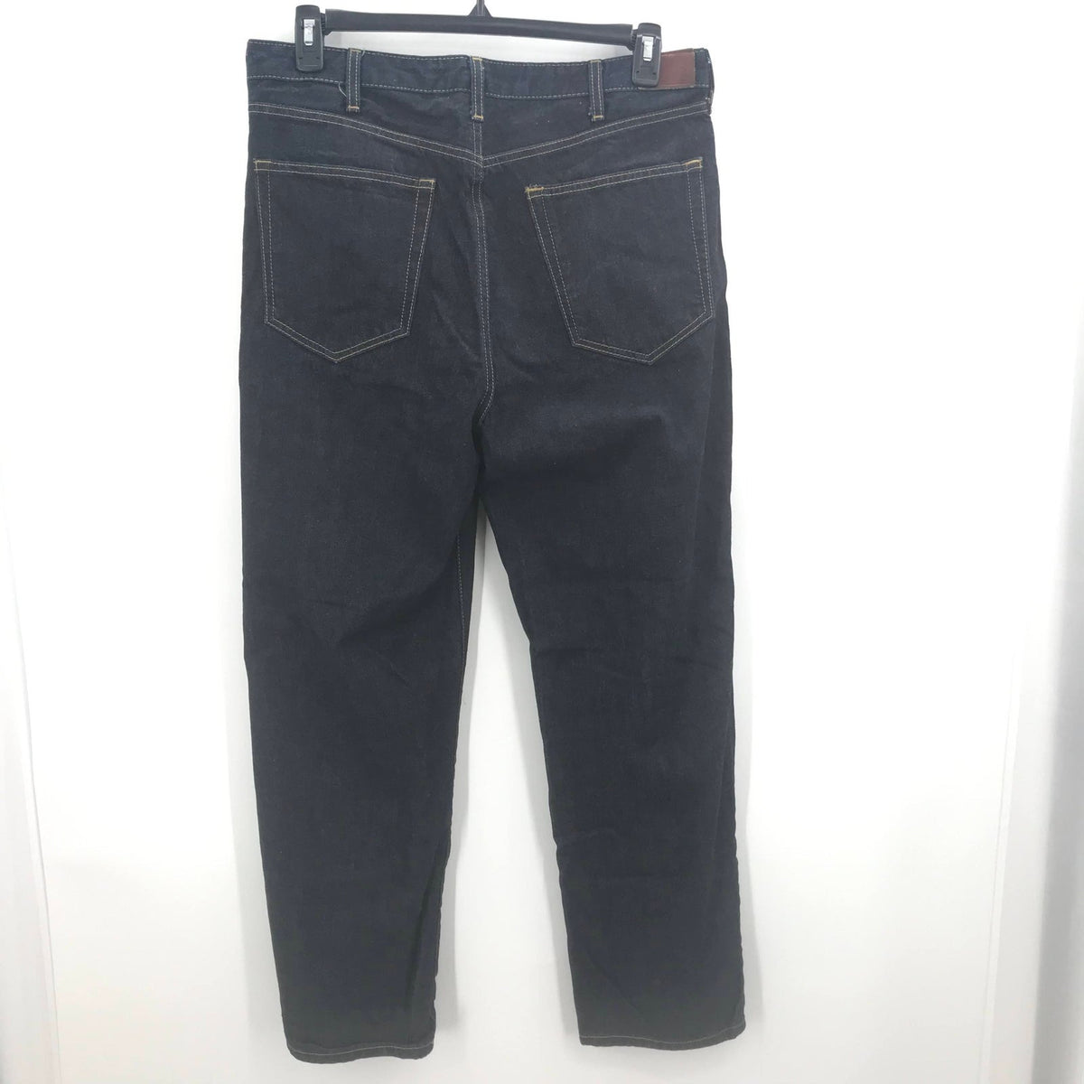 Lands End Stretch Straight Legs Denim Jeans High Rise Solid Dark Blue Size 36