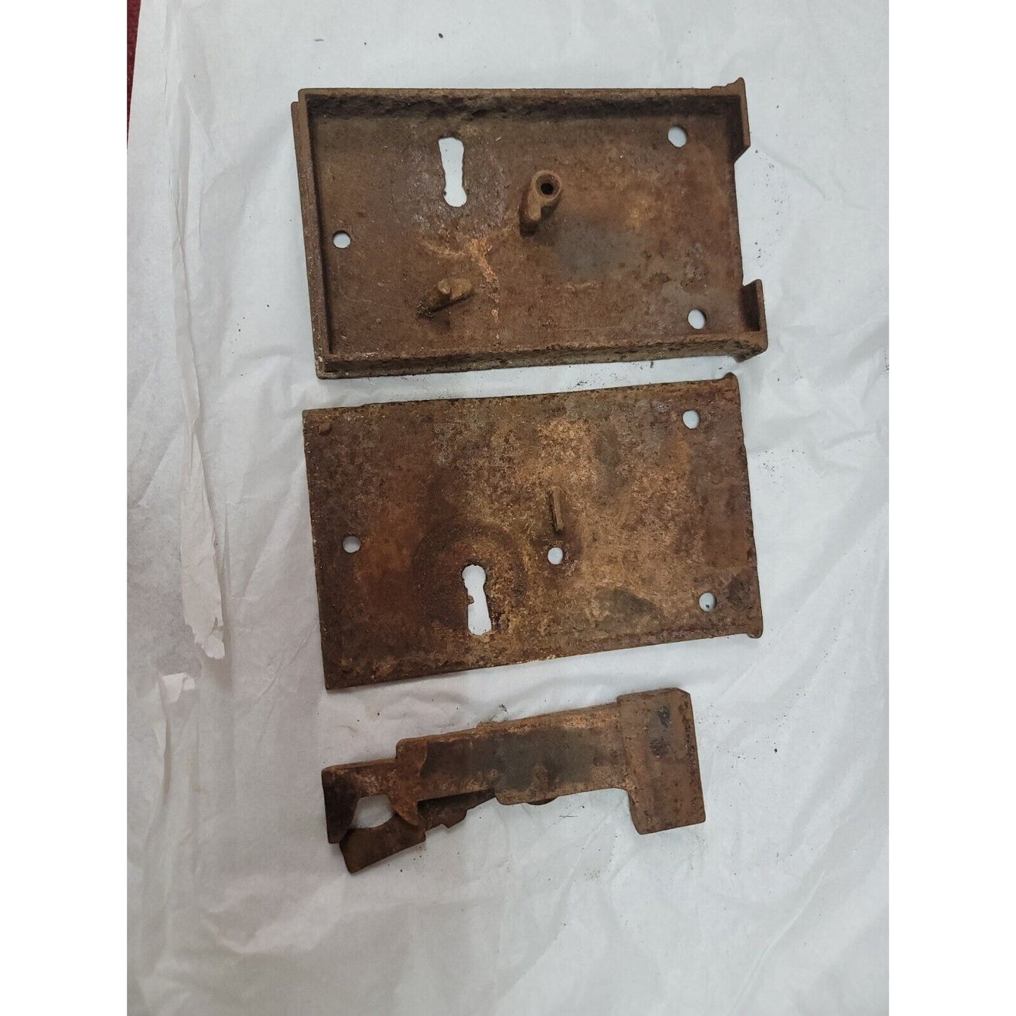 Antique Branford (BLW) Door Rim Mortise Lock & Keeper Hardware Ornate Home Decor