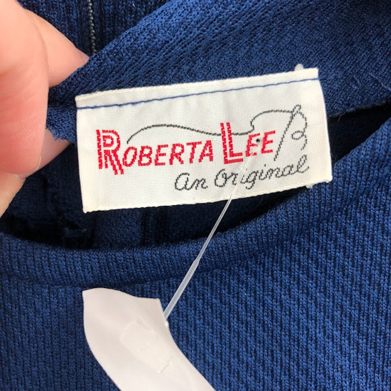 Roberta Lee Original VINTAGE 2 Pc Set Dress w/ Coat Royal Blue 1970's Polyester