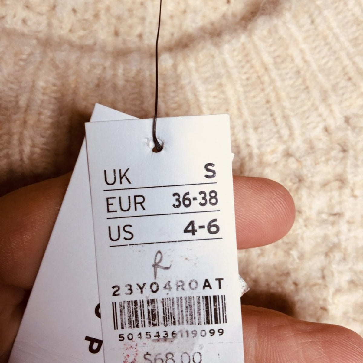 TOPSHOP small Waffle Knit Sweater Crew Neck Long Sleeve Oatmeal NEW long sleeve