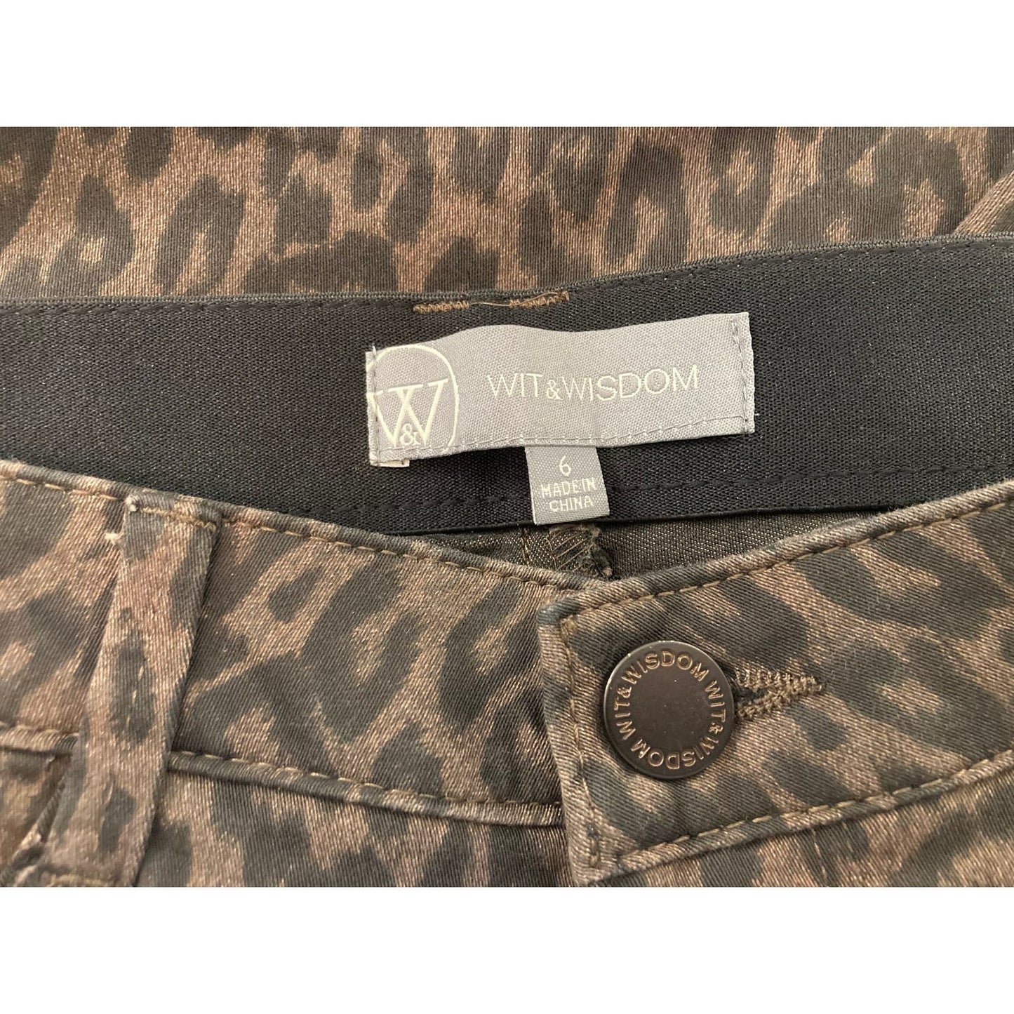 Wit & Wisdom Ab-Solution High Rise Ankle Skimmer Jeans Sz 0 in Brown Leopard NWT