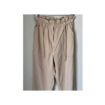 Topshop Women's Paperbag Waist Drawstring Cuffed Pants Size 4/US Khaki / Tan NWT