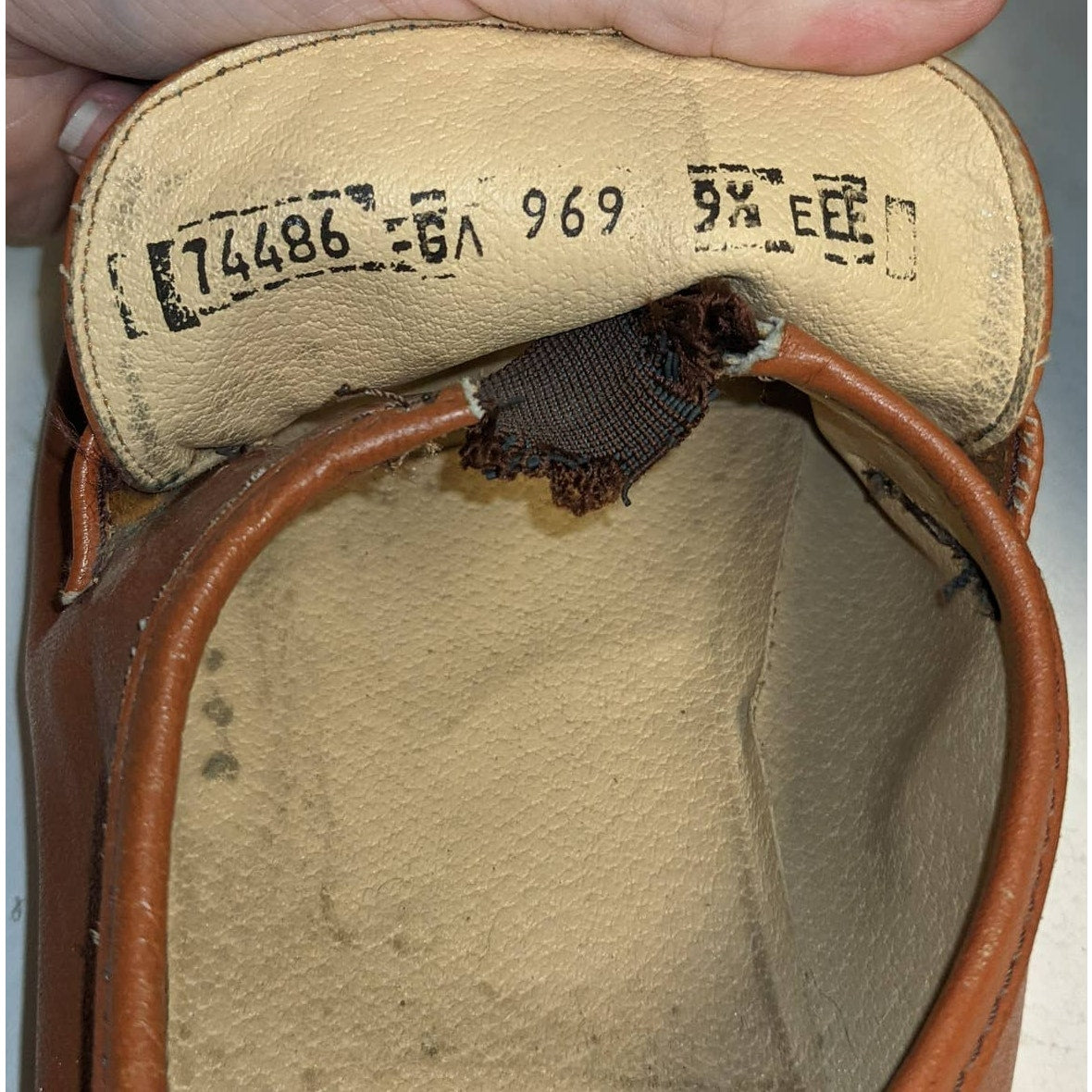 Sears Vintage Men's Loafers Size 9.5 Slip On Italian Leather Cognac 1 Inch Heel