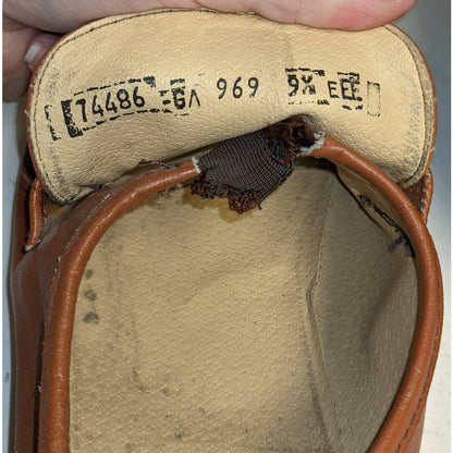 Sears Vintage Men's Loafers Size 9.5 Slip On Italian Leather Cognac 1 Inch Heel