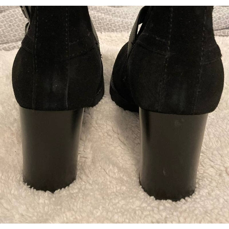 Blondo Ripley Waterproof Suede Buckle Straps Side Zip Boots Sz 7M Black NWT