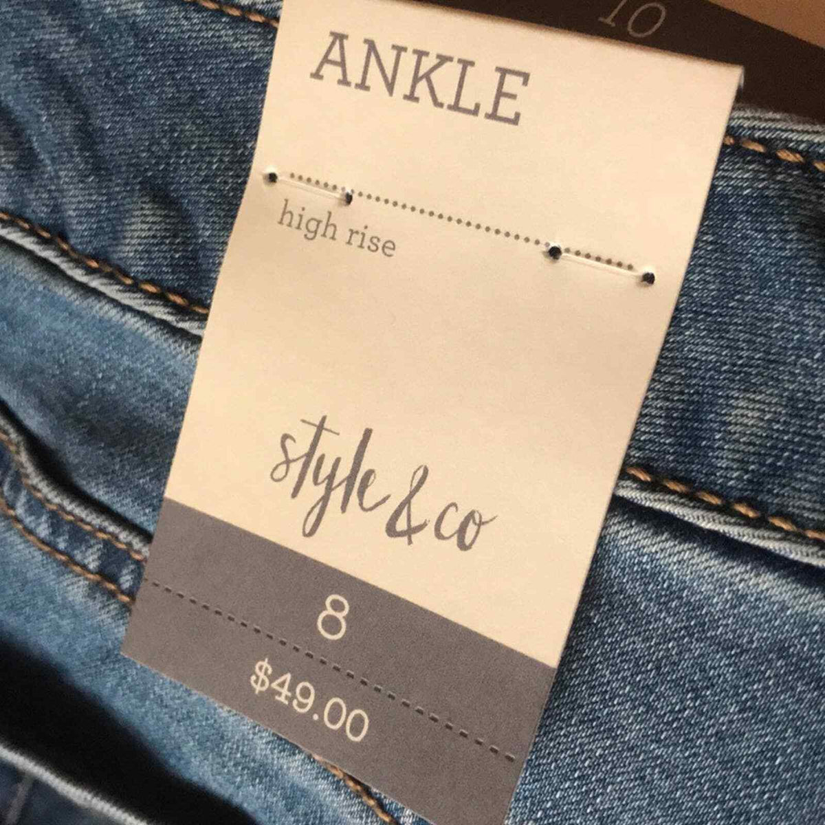 Style & Co Skinny Leg Bardot Denim Jeans size 8 NEW Blue