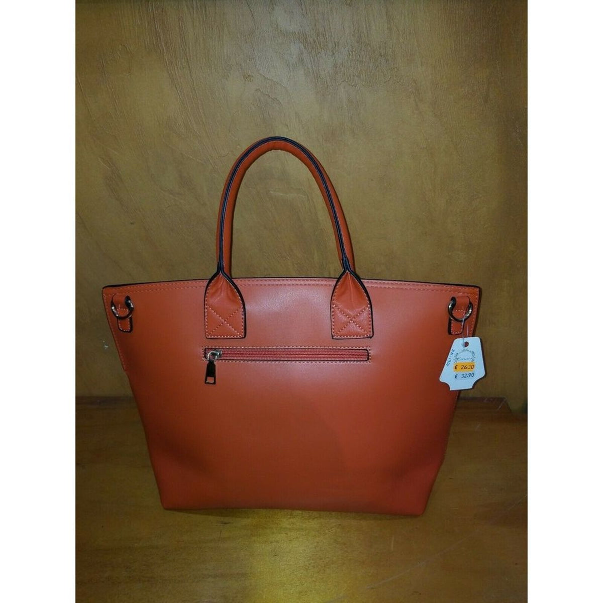 Spanish Orange white Leather Tote purse Single handle Strap NEW Shoulder strap