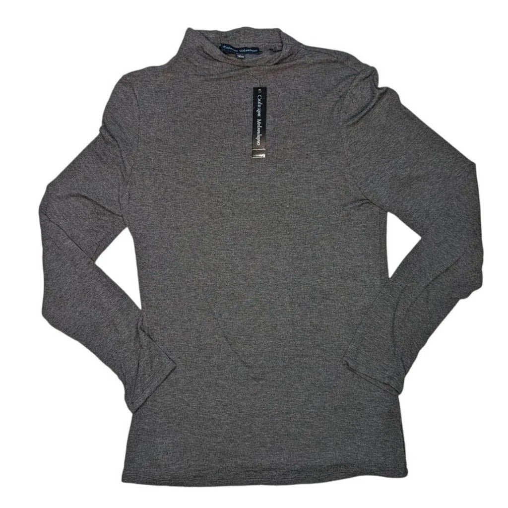 Catherine Malandrino Mock Turtleneck Small Charcoal Heather Gray NEW Silky Soft