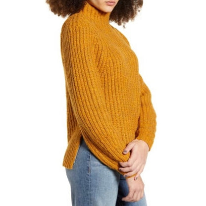Leith NWT Chunky Knit Mustard Mock Neck Yellow Sweater XS