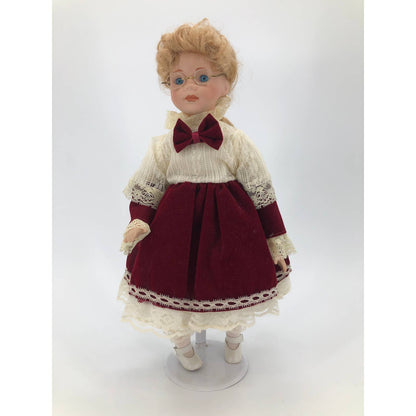 Vintage Violin Girl Doll White Petticoat Velvet Red Skirt