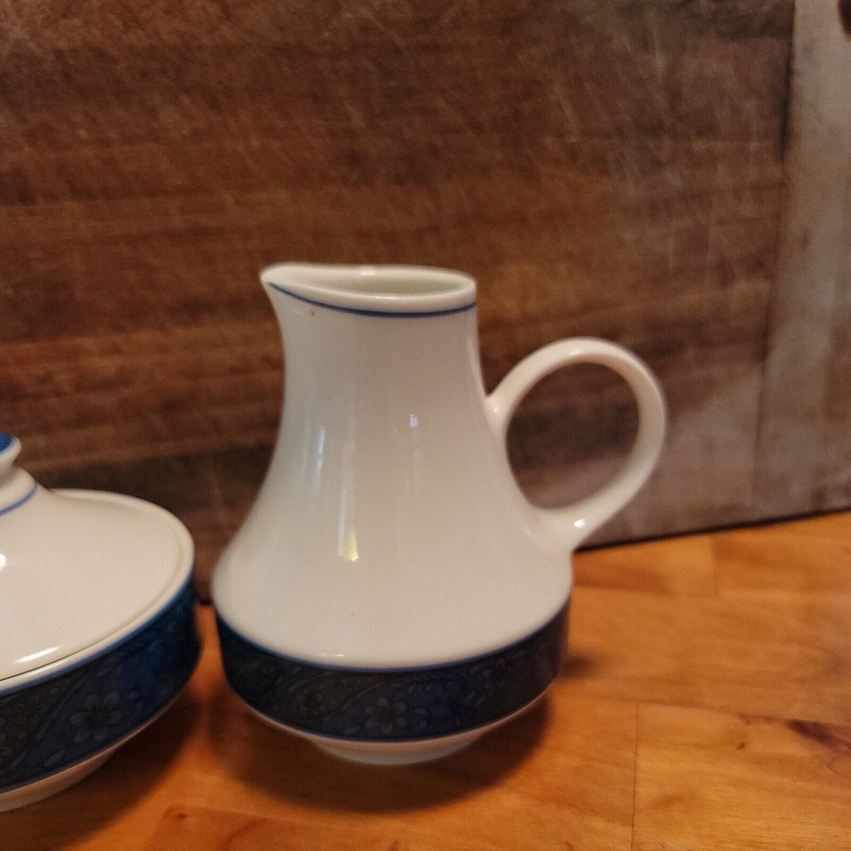 Noritake Expressions Larkspur Creamer and Lidded Sugar Bowl Set VINTAGE MCM