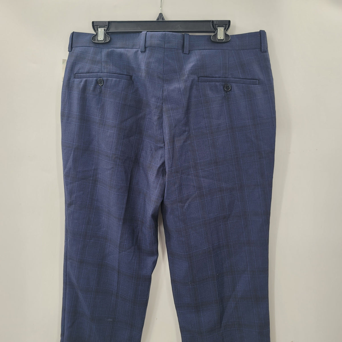 Peter Millar Navy Blue plaid Dress Pants Slacks Flat Front 34" Waist 34" Inseam