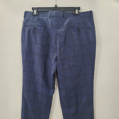 Peter Millar Navy Blue plaid Dress Pants Slacks Flat Front 34" Waist 34" Inseam