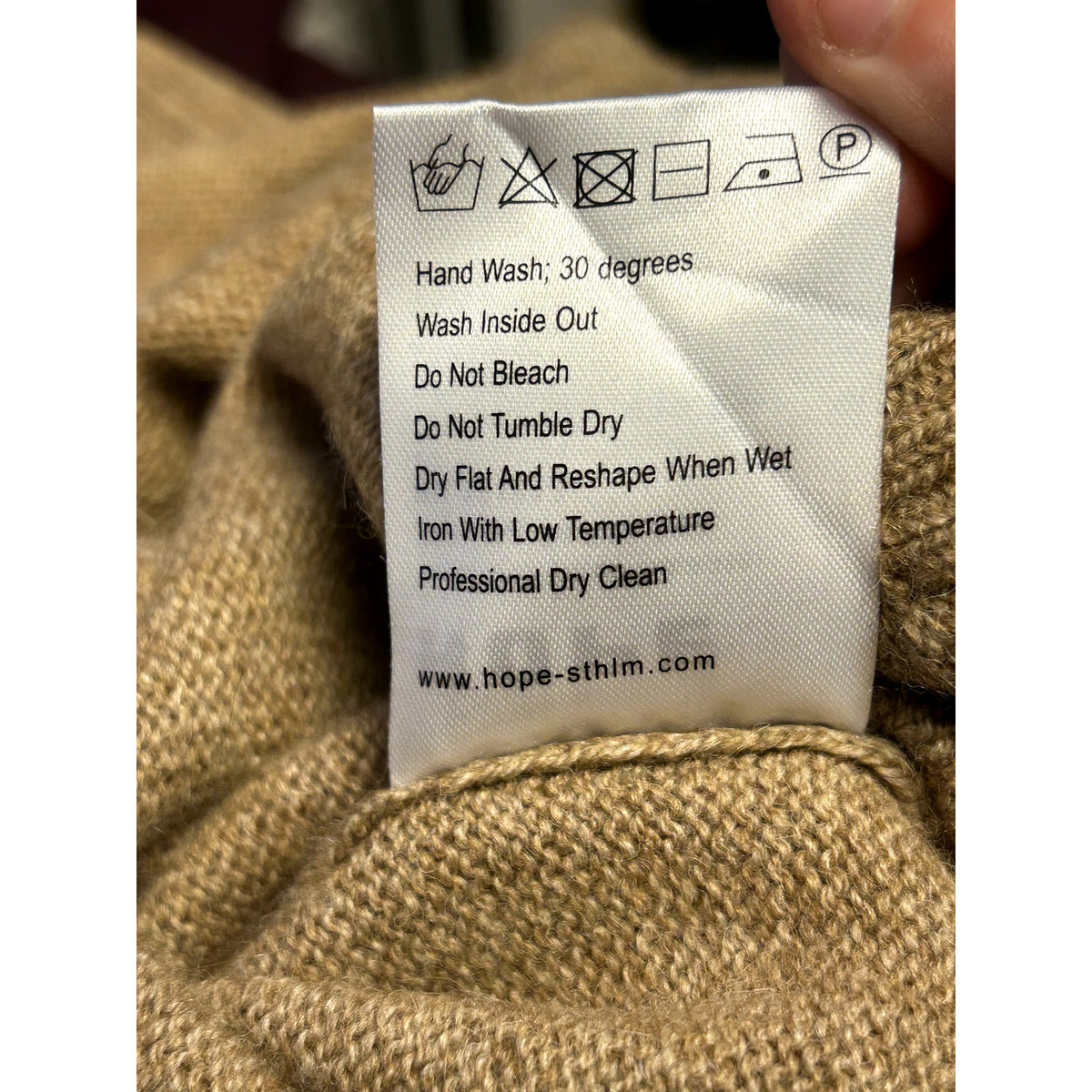 Hope NWT Pullover Sweater Long Sleeve Ribbed Cuff Crew Neck Tan Size 42