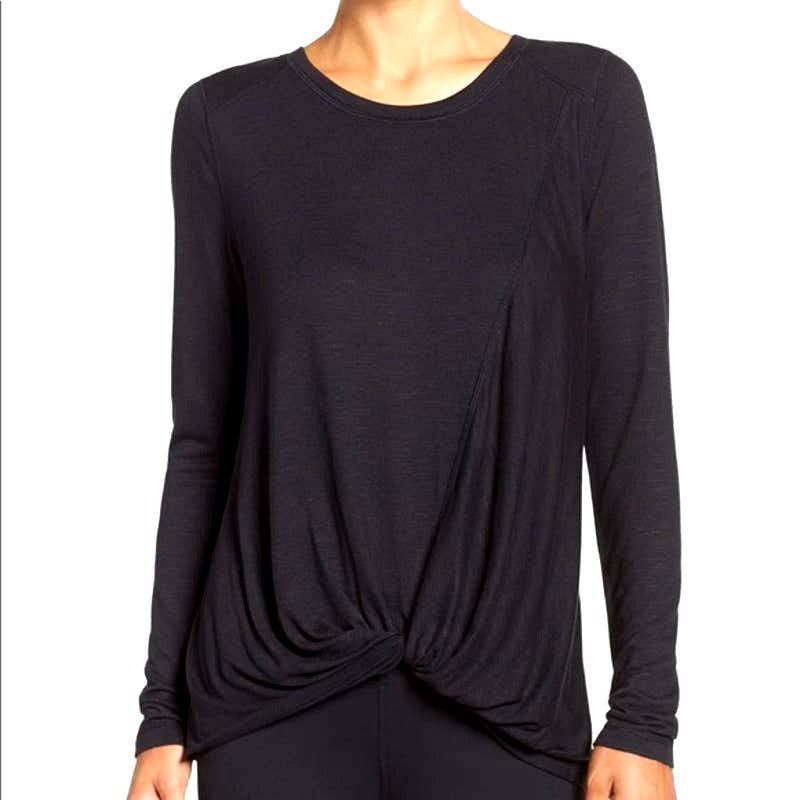 Zella NWT Black Twisty Turn Long Sleeve Black Shirt Activewear Size large