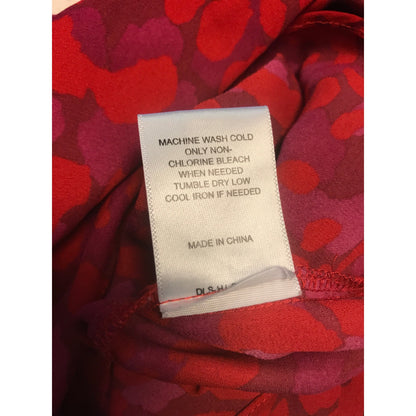 Gibson Latimer NWT Long Sleeve V-neck Red & Pink Blouse Medium Top