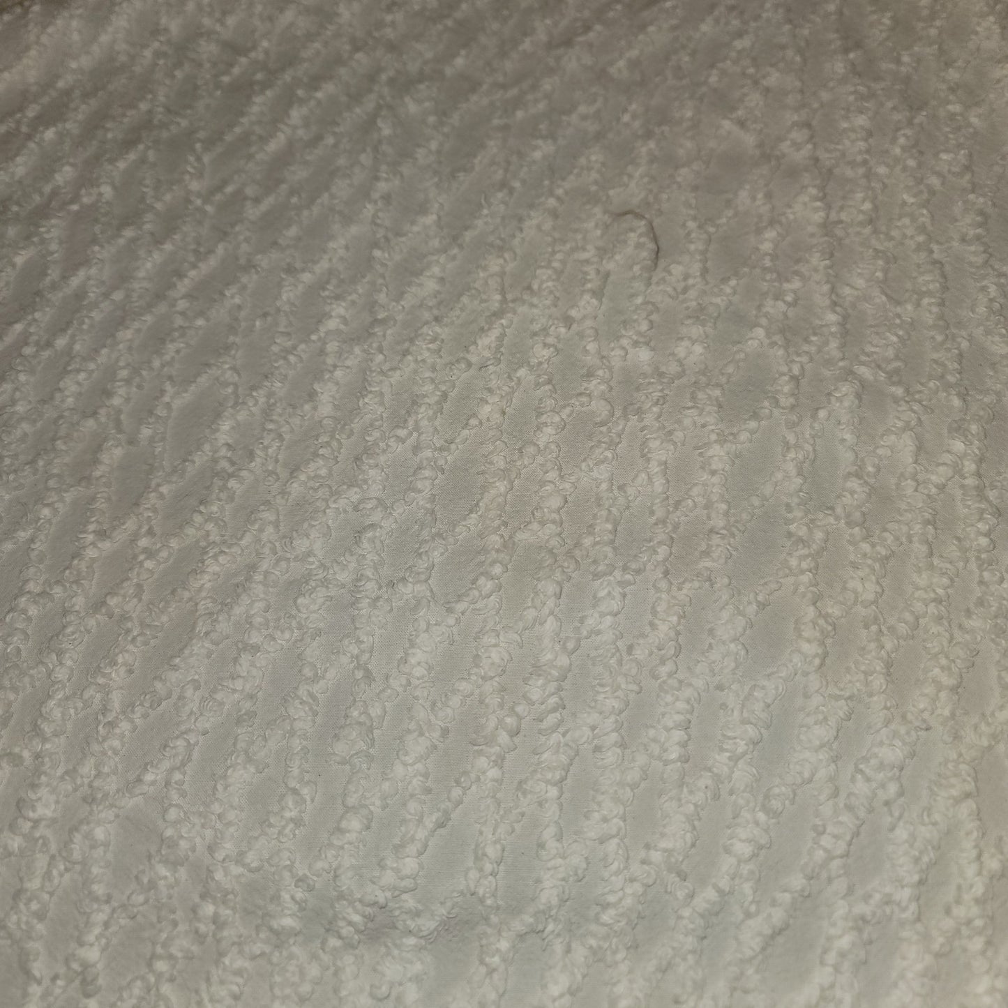 Vintage Cream Crosshatch Full Chenille Bedspread Blanket Farmhouse Cabin