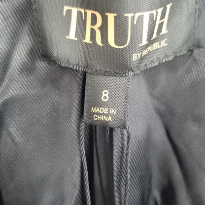 Truth by Republic Faux Black Leather Jacket Gold Buttons SOFT Coat SUPER SOFT
