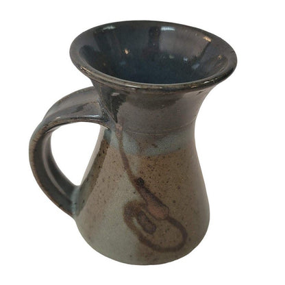 Handmade Art Pottery Clay Blue Glazed Coffee Tea Mug Cup Handle
