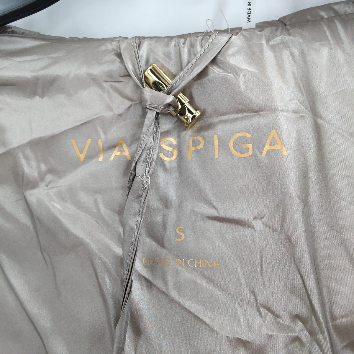 Via Spiga Packable Hooded Down Quilted Puffer Parka Coat Jacket Moonstone Small