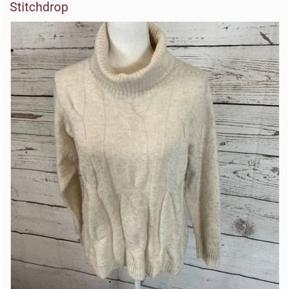 Stitch Drop Sweater Cable knit long sleeve turtleneck Size Small