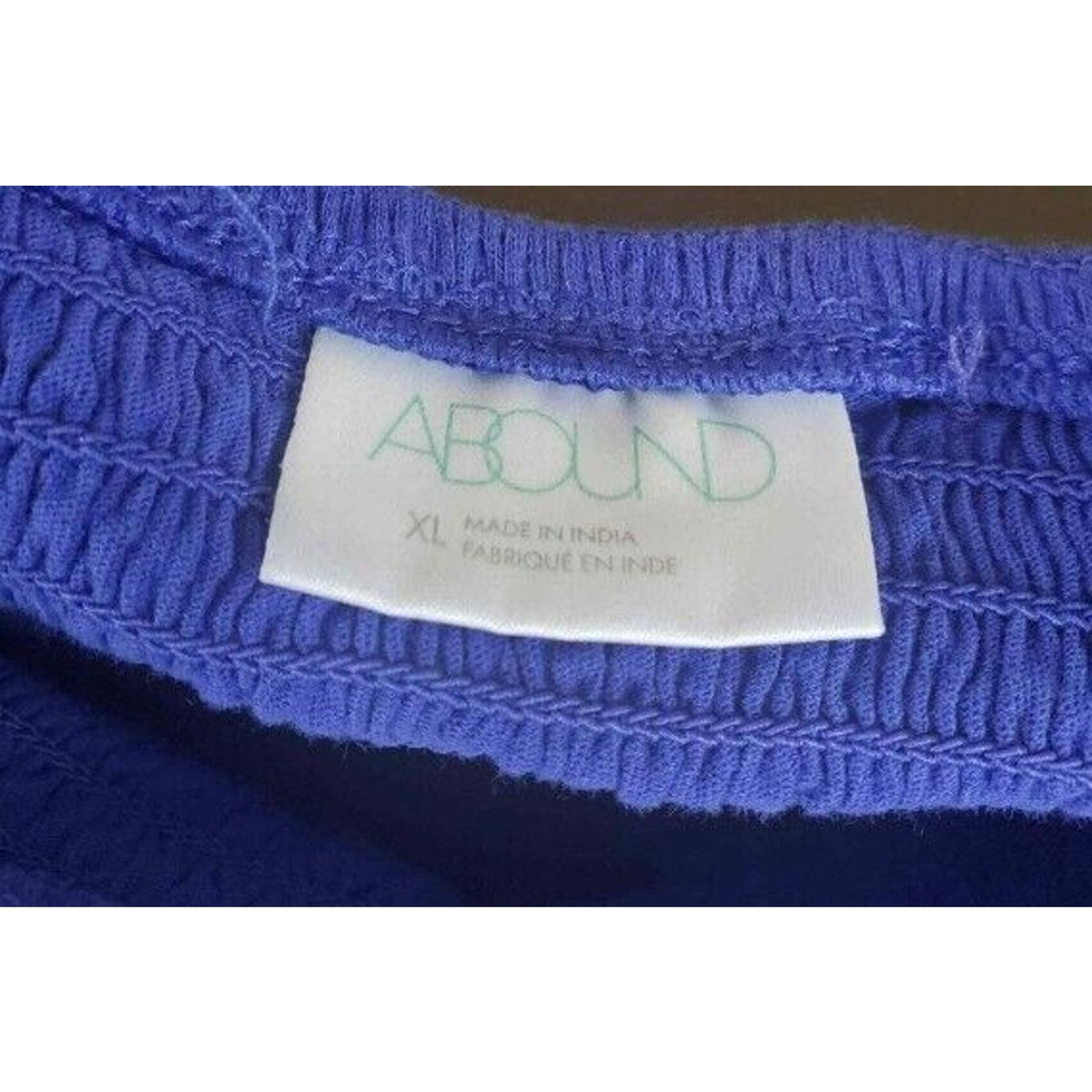 Abound Lettuce Edge Shirred Smocked Off-Shoulder Crop Top XL Violet Blue NWOT