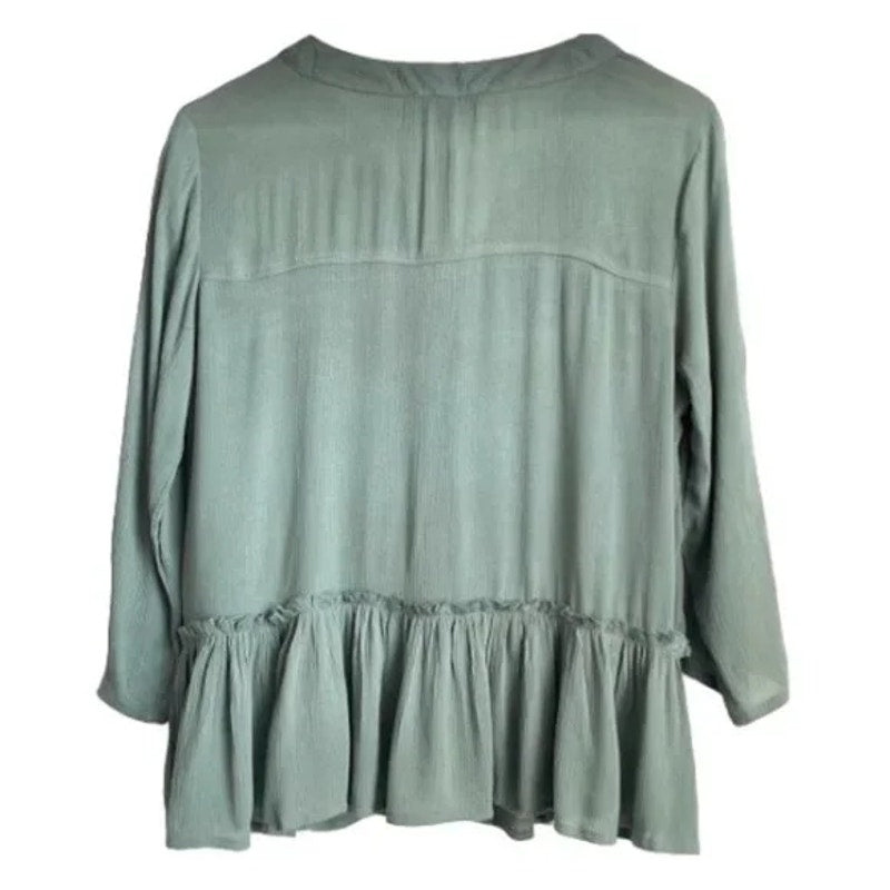 Derek Heart Laurel Wreathe Green Medium NEW blouse buttonfront peasant tunic top