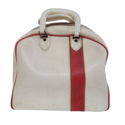 Vintage bowling bag suitcase travel White Red Purse VINTAGE Carry On Purse Tote