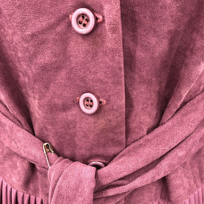 HERMAN MARCUS vintage wine/purple dress belt long sleeve M/L Fit Flare