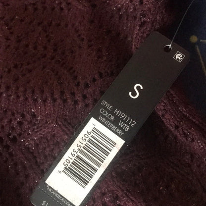Nic+Zoe Purple Metallic Open Knit Sweater Small