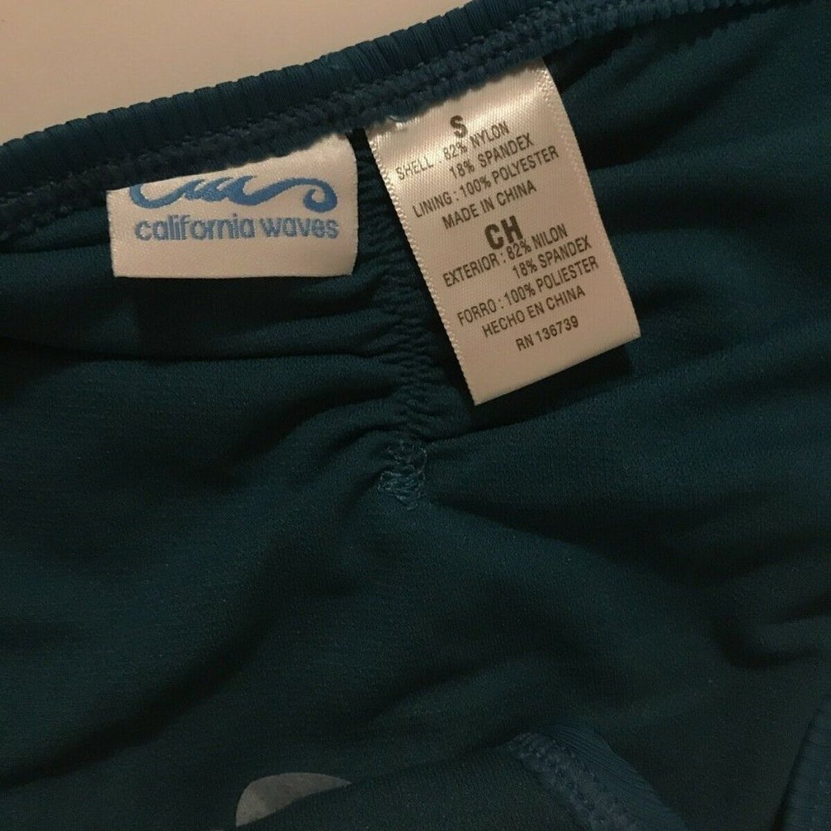 NWT California Waves Juniors Teal Ribbed Hipster Size Small