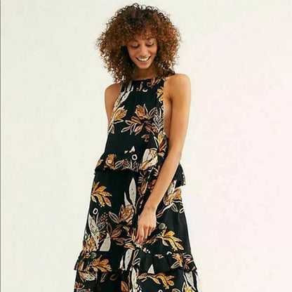 All in Favor Simone Floral Wrap Minidress Green Daisy Size XS new summer