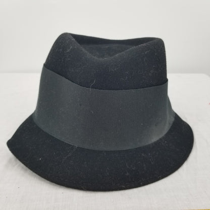 Helen Welsh women's felt hat wide ribbon tall crown 100% wool hat cloche Italy