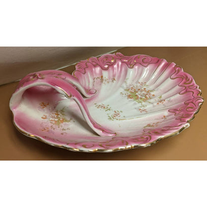 Limoge occo french porcelain dish with handle NAPPY candy  florals