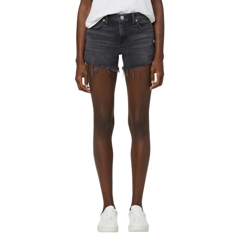 Hudson Denim Gemma Frayed Denim Cutoff Shorts Lady Luck Black Size 25 orig. $115