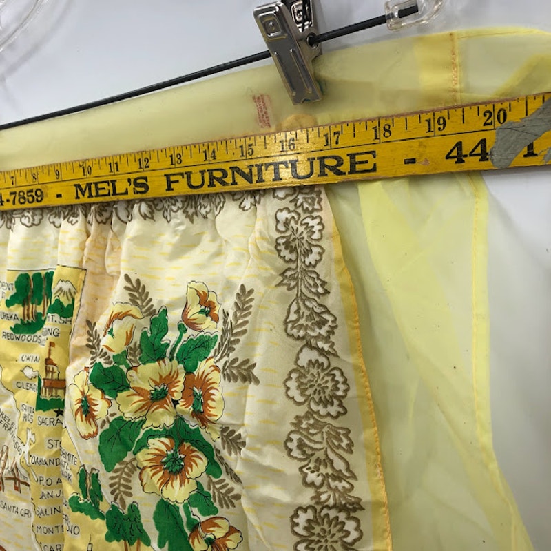 P. Shuman Co. Japan Rayon VINTAGE yellow California Map Sheer Apron 1950s