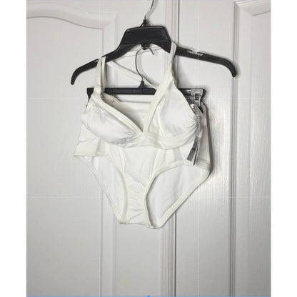 Mossimo Del Mar Camilla Bralette Bikini 2 Pc SwimWear High Waist Small White