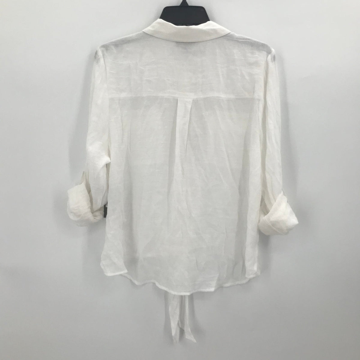 Thalia Sodi Front Button Knot Tie Blouse Shirt Top Roll Tab Sleeves White Large